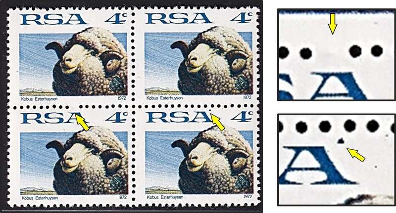 1973 RSA 4c UMM(**) -  Missing Perforation & Blue Spot after RSA