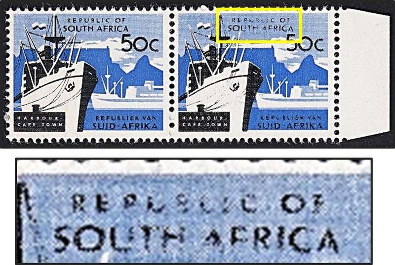 1973 RSA 50c MM(*) Pair Flaw - Faint/Missing Letters - Scarce!