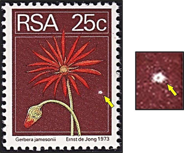 1974 RSA 25c Definitive UMM(**) Flaw -  "White Star"