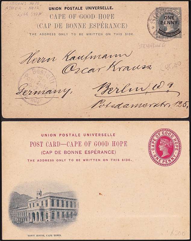 8 x CoGH Post Cards, Used/Unused - Steynsburg, Cape Town etc.