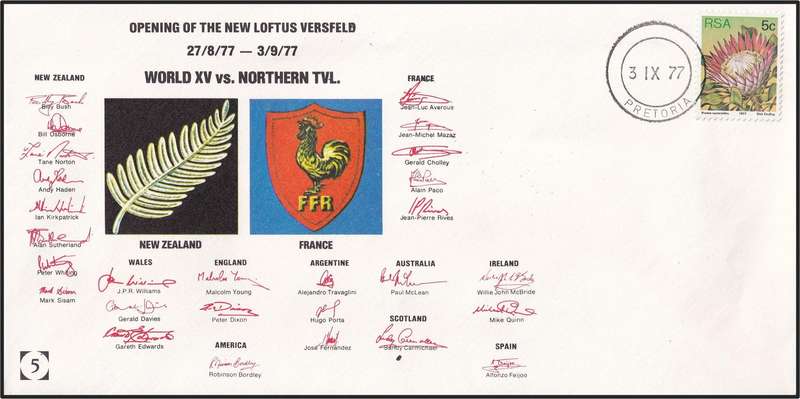5 x 1977 RSA Rugby Covers No.1 to No.5 - Opening of the new Loftus Versveld