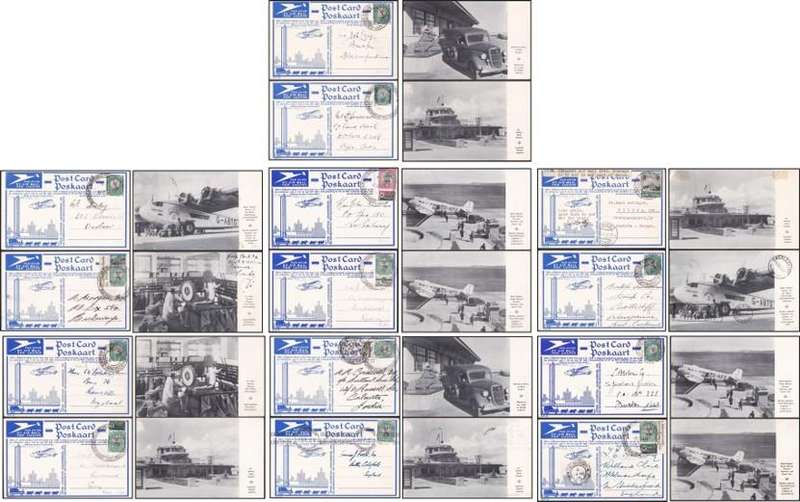 14 x Johannesburg Empire Exhibition Airmail Postcards Used - Setup Differently!