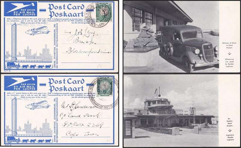 14 x Johannesburg Empire Exhibition Airmail Postcards Used - Setup Differently!