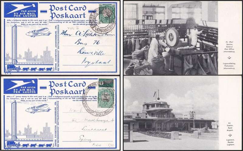 14 x Johannesburg Empire Exhibition Airmail Postcards Used - Setup Differently!