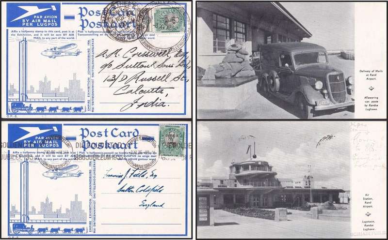 14 x Johannesburg Empire Exhibition Airmail Postcards Used - Setup Differently!