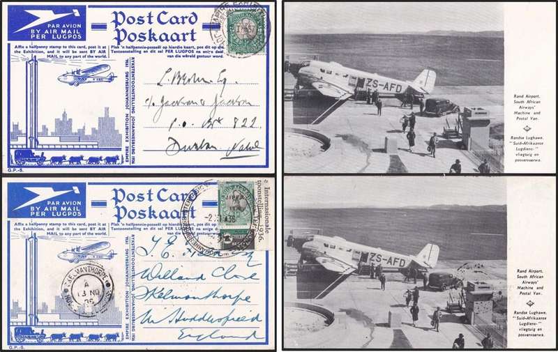 14 x Johannesburg Empire Exhibition Airmail Postcards Used - Setup Differently!