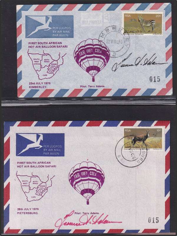 Various SIGNED 1976 RSA Baloon Flight Cover Collection