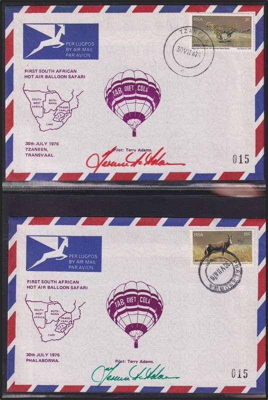Various SIGNED 1976 RSA Baloon Flight Cover Collection