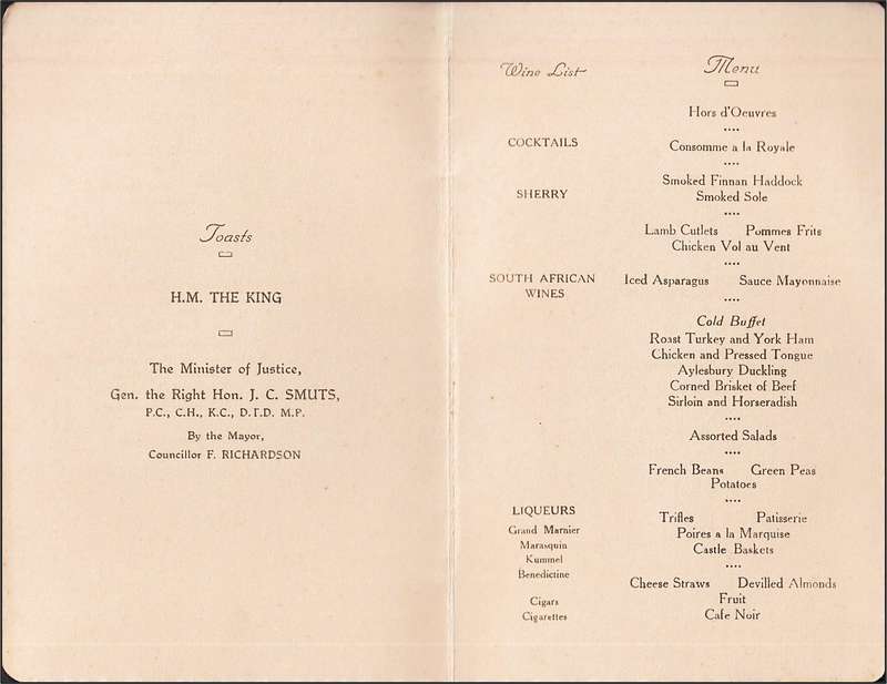 JAN SMUTS Signature on Luncheon Menu on 19 Aug 1935 at Idutywa Hotel, Idutywa - RARE!