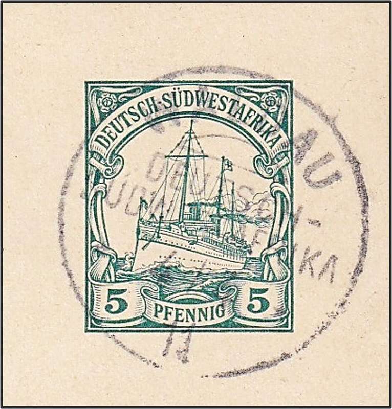 1911 GSWA Prepaid Post Card with Scarce "WALDAU" (Farm/Station) Postmark