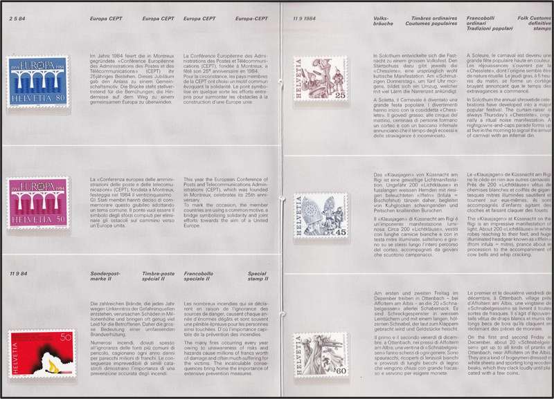 1984 Switzerland Year Book Issues UMM(**)