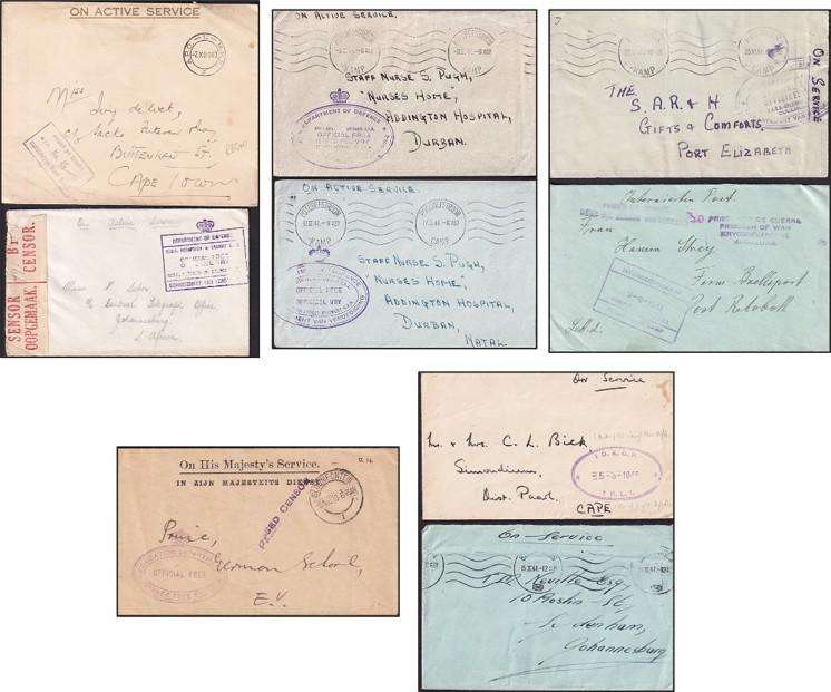 WWII "On Active Service" Censored Covers x 9 - Intern Camps & Other Institutions