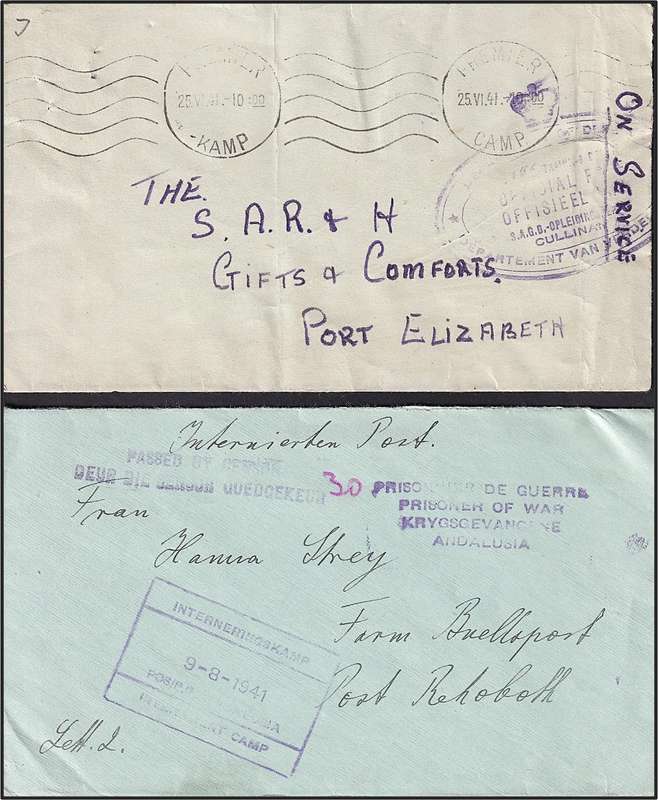 WWII "On Active Service" Censored Covers x 9 - Intern Camps & Other Institutions