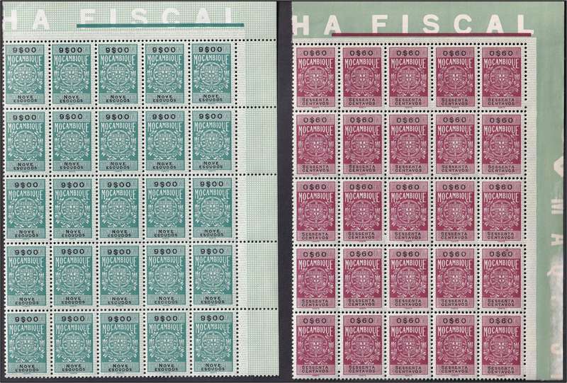 1970/80s Mozambique Fiscal/Surcharged Issues in Blocks, Mostly UMM(**) - High CV Lot!