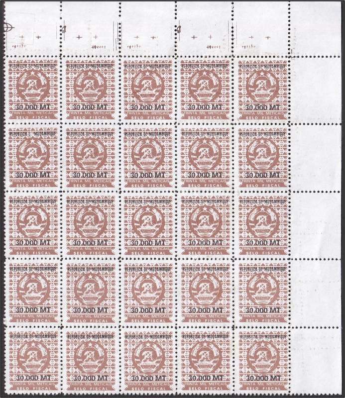 1970/80s Mozambique Fiscal/Surcharged Issues in Blocks, Mostly UMM(**) - High CV Lot!