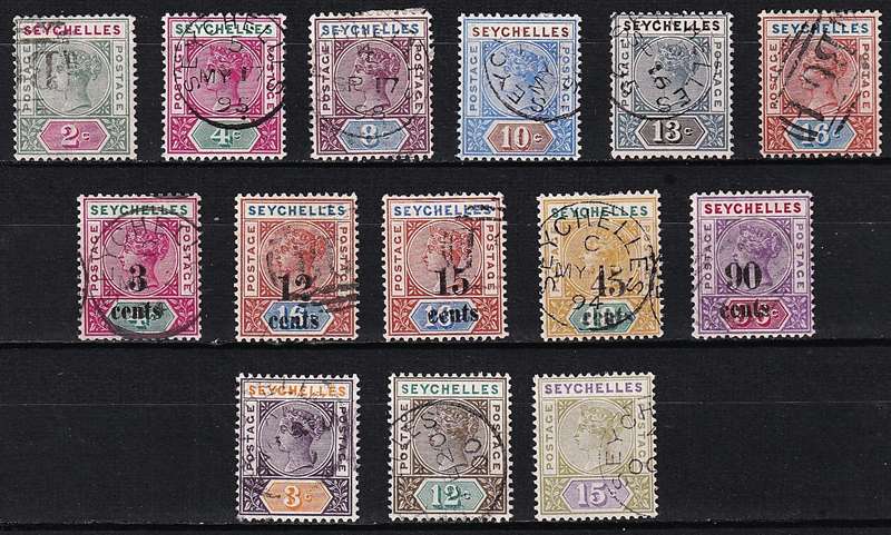 Seychelles QVic 1890 SG.9/14 Set, 1893 S/Set SG.15/21 & 1893 SG.22/4 S/Set Used @ CV  R2,900+