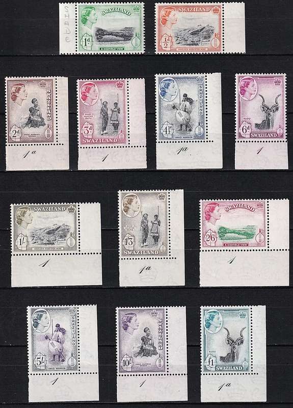 1956 Swaziland QEII MM(*) Marginal Set (Control Corners from 2d)  @ CV  R2,929+
