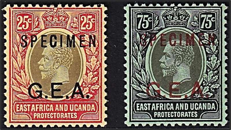 1917 Tanganyika G.E.A. Overprint SG.52 & 54 MM(*) - Overprinted SPECIMEN