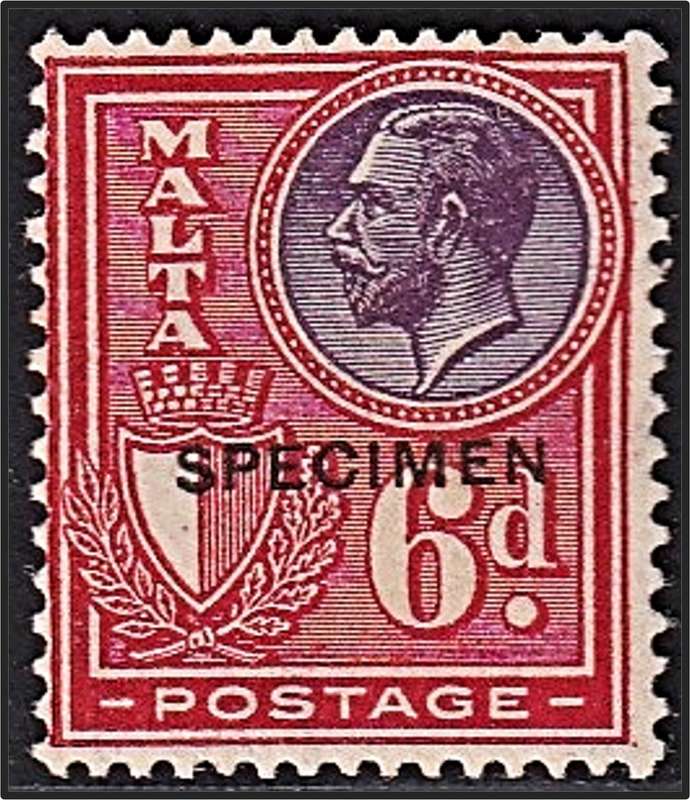 1926 Malta KGV 6d SG.165 MM(*) - Overprinted SPECIMEN