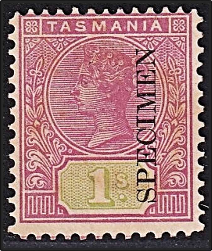 1892 Tasmania 1/- Queen Victoria SG.221 MM(Light Gum) - Overprinted SPECIMEN