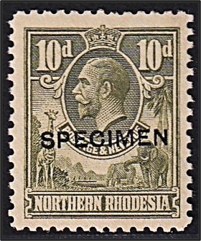 1925 Northern Rhodesia 10d KGV SG.9 MM(*) - Overprinted SPECIMEN