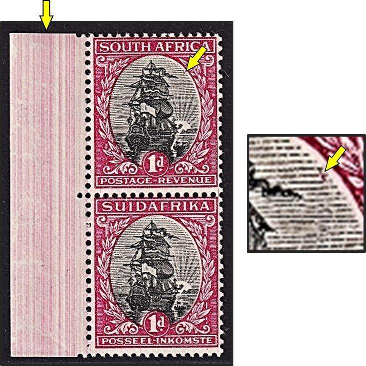 1930 Union 1d Roto MM(*) - Red Margin & Scratch (Top Perfs Loose) - Scarce Pair!