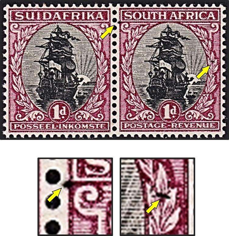 1930 Union 1d  Roto MM(*) Variety - Black Marks on Leaves & Left of Scroll - Rare!