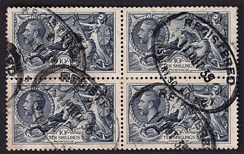 1934 Great Britain 10s Re-engraved Seahorses - Clear Registered Ovals @ CV  R8,350+