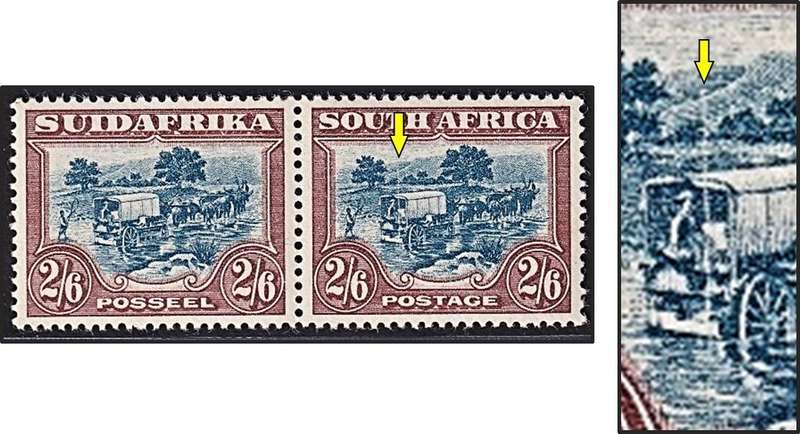 1930 Union 2/6 Roto LMM(*) Pair Variety - Vertical White Line through Wagon - RARE!