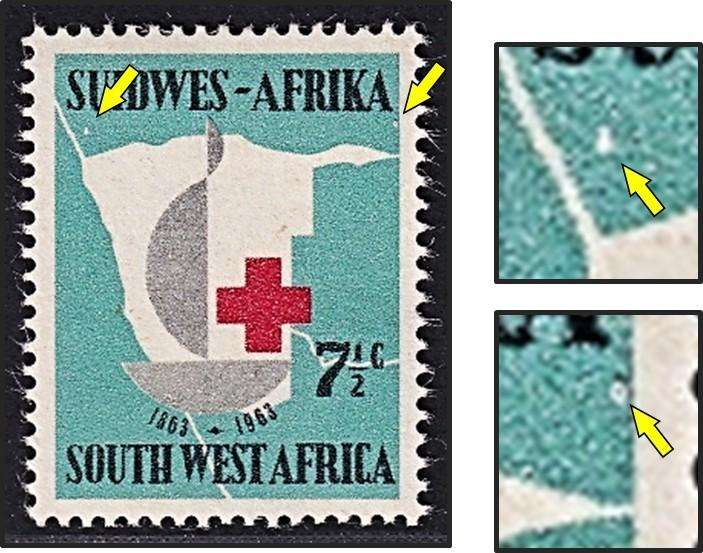1963 SWA Red Cross UMM(**) Variety - Extra Towns Outside the Borders
