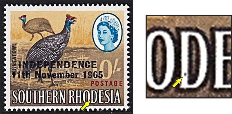 1964 Southern Rhodesia 10/- UMM(**) Variety - Dot in "D" of Rhodesia