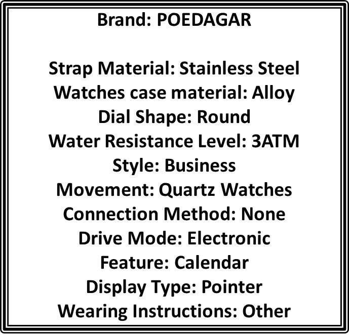 POEDAGAR Luminous Calendar Stainless Steel Chronograph Quartz Watch For Men (Green)