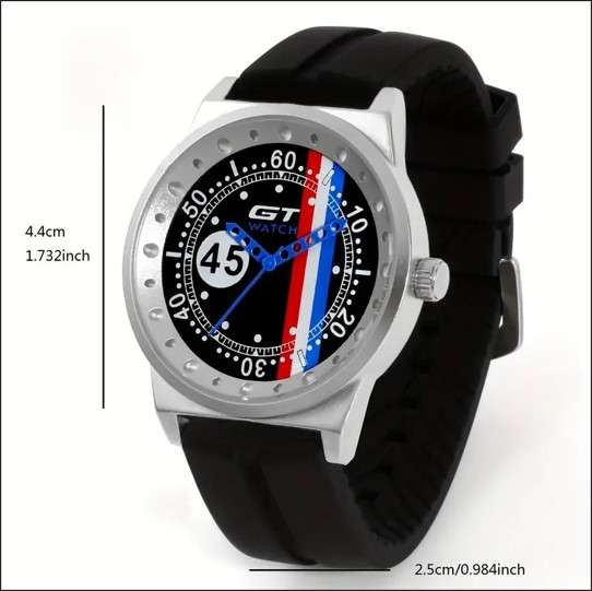 GT Men's Sports Alloy Wrist Watch With Silicone Strap, Japanese Movement
