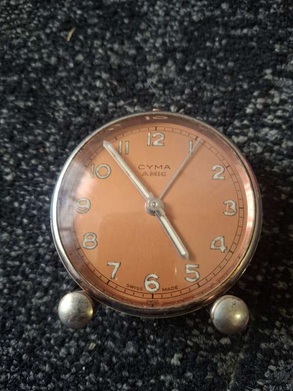 Vintage CYMA Swiss travel/alarm clock
