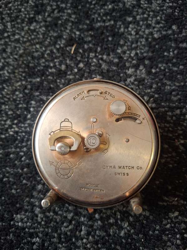 Vintage CYMA Swiss travel/alarm clock