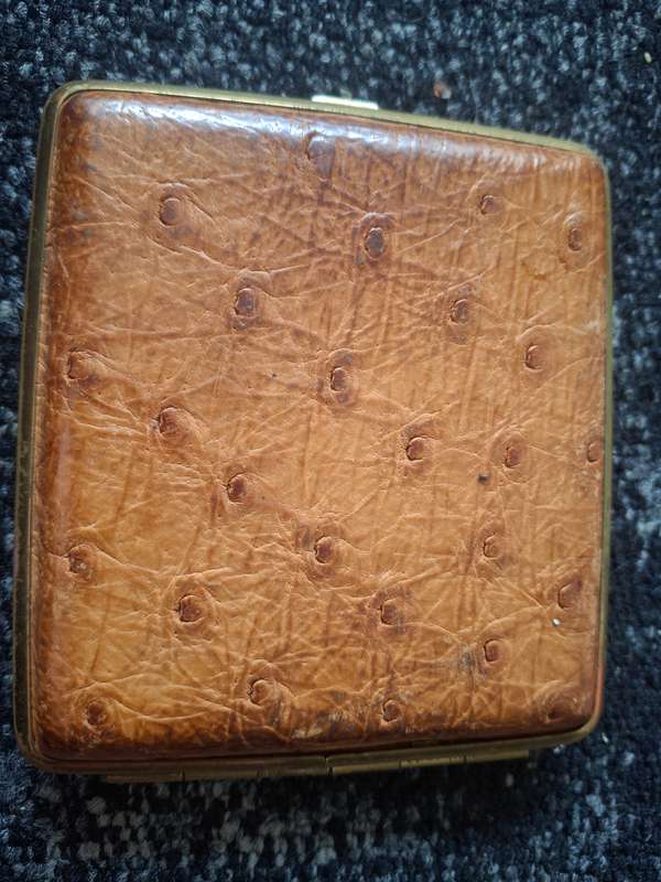 Pocket case - Leather Embossed - Brown Ostrich