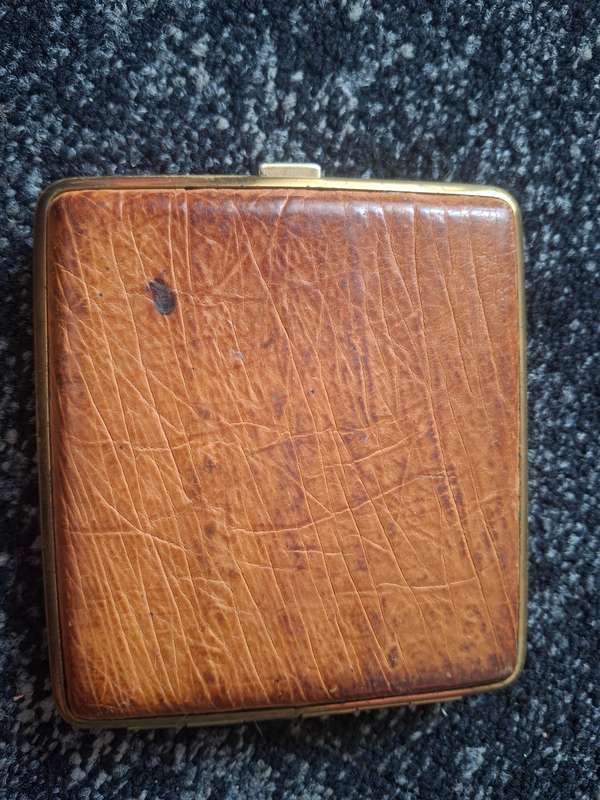 Pocket case - Leather Embossed - Brown Ostrich
