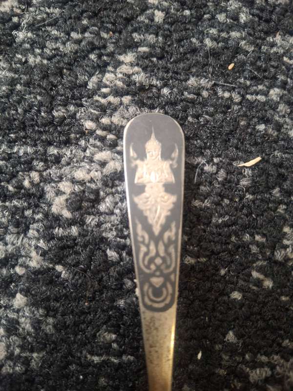 Vintage Siam Sterling Enamel Spoon