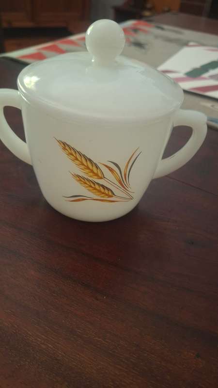 Milk glass sugar bowl