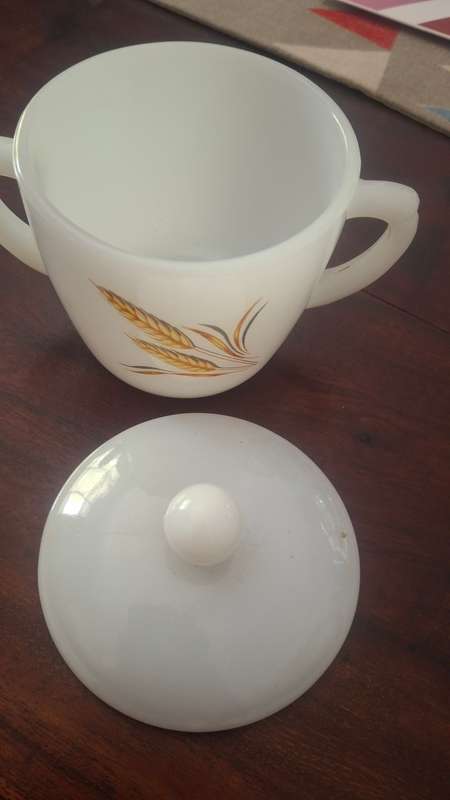 Milk glass sugar bowl