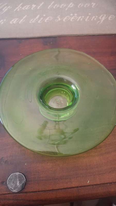 Green glass candle holders