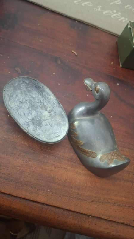 Vintage pewter duck