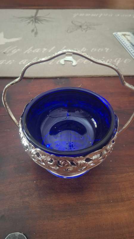 Vintage blue butter dish