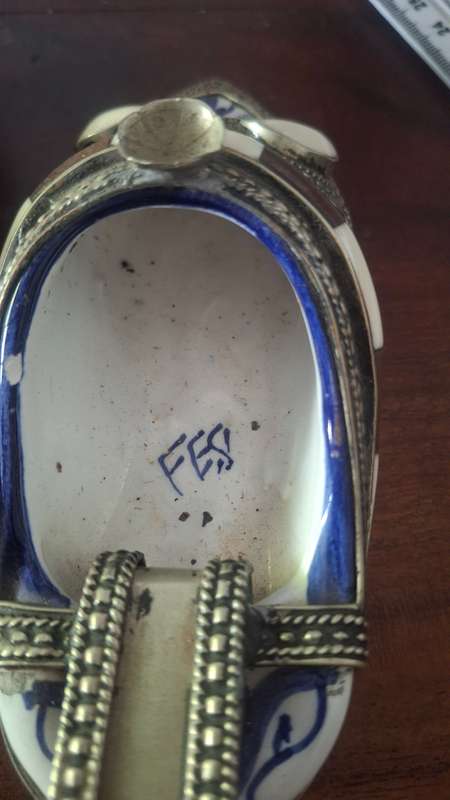 Blue Moroccan shoe ashtray vintage