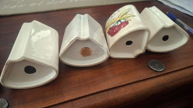 Vintage salt pepper allspice and cinnamon spice pots