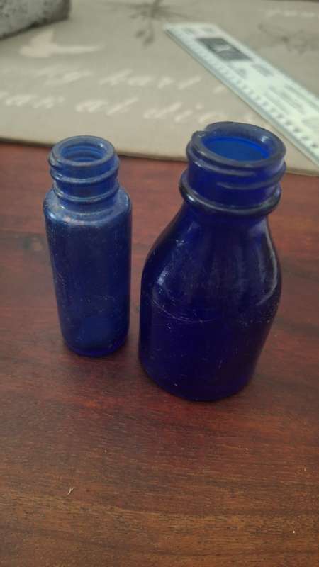 Vintage blue bottles
