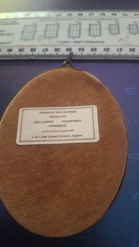 Woven picture in silk frame vintage