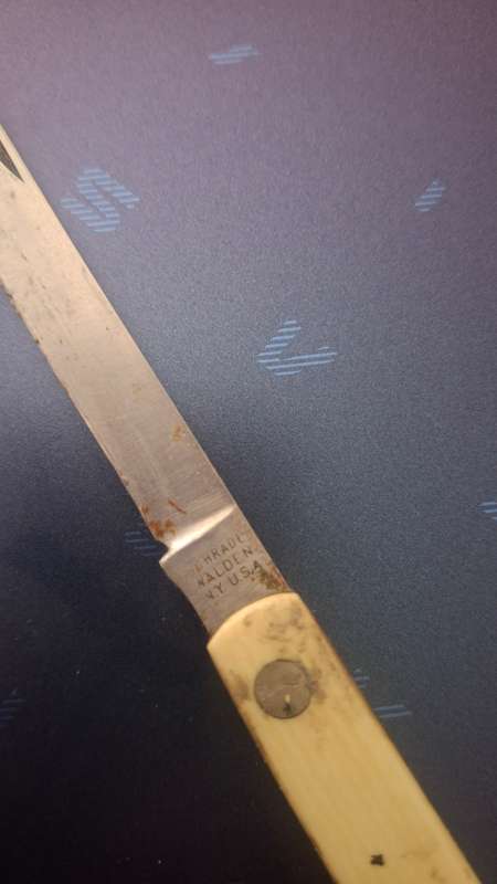 VINTAGE Stainless Colonial Prov USA Folding Pocket Melon Knife Dole Bananas