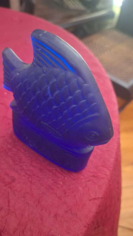 Beautiful Cobalt Blue Glass Fish Candle Holder