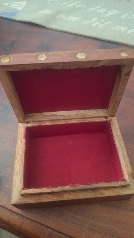 Vintage Indian Rosewood and Brass Inlay Hinged Box